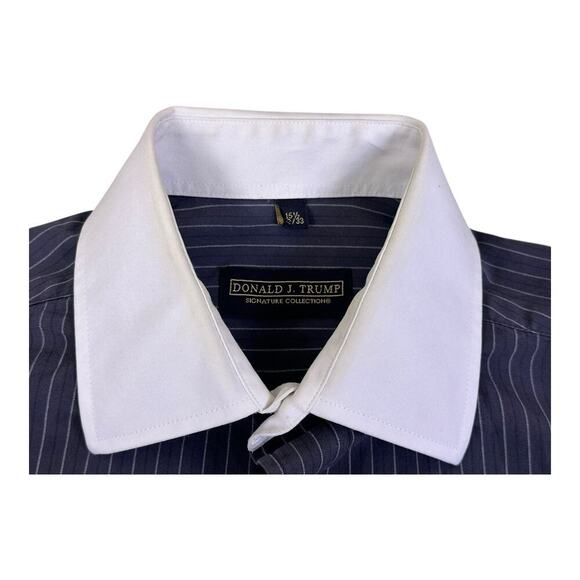 Donald J Trump Men Dress Shirt 15.5 32/33 Black Striped Signature Long Sleeve - Picture 12 of 12
